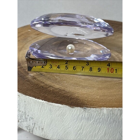 Simon Designs Purple Lavender Lilac Crystal Clam Oyster Shell Pearl Paperweight - Picture 7 of 9
